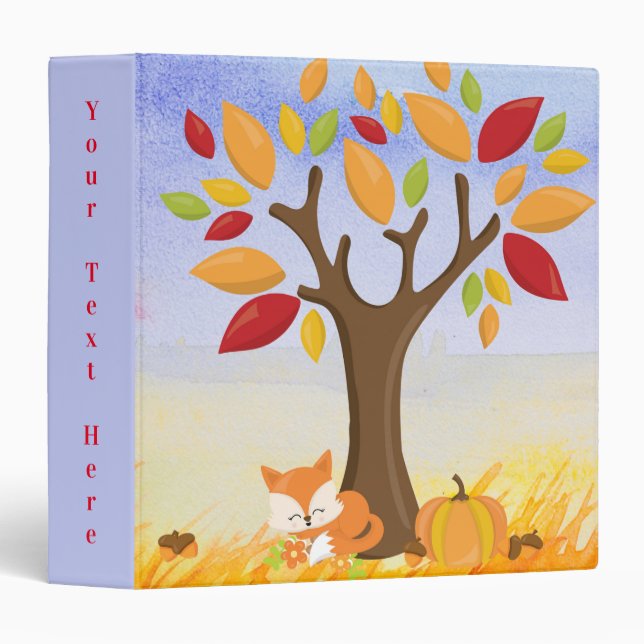 Sleepy Fox Under Autumn Tree Custom Spine Binder (Front/Spine)