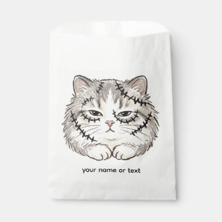 Sleepy Frankenstein Stitched Cat Halloween Colored Favor Bag