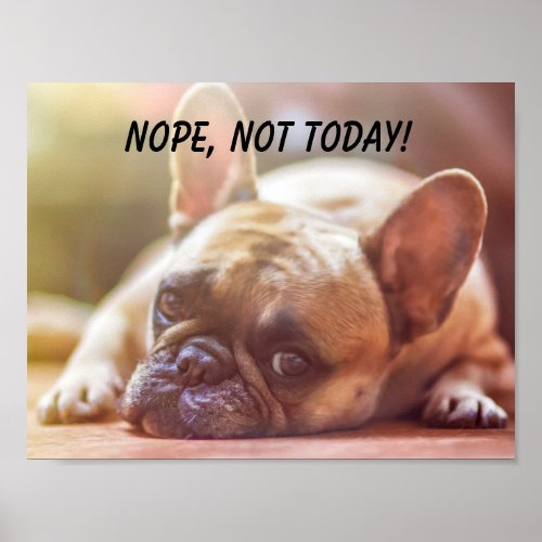 Sleepy French Bulldog Nope Not Today Poster