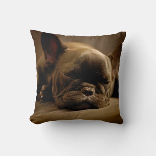 Sleepy French Bulldog Throw Pillow