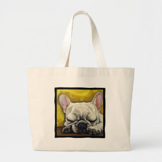 Sleepy Frenchie Large Tote Bag
