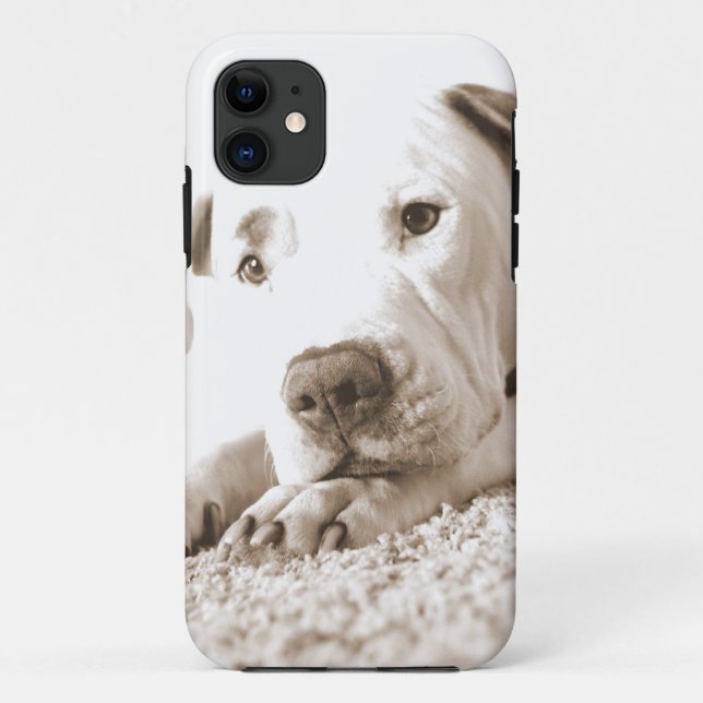 sleepy friendly white pitbull hate deed not breed Case-Mate iPhone case (Back)