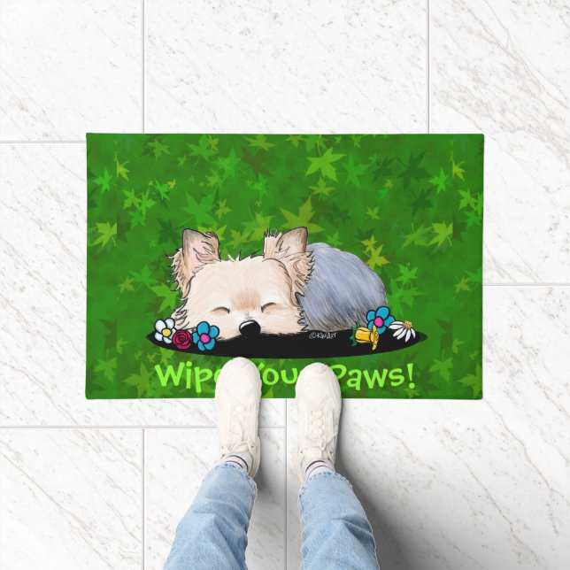 Sleepy Garden Helper Yorkie Doormat (Indoor)