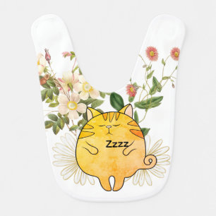 Sleepy Ginger Cat Baby Bib