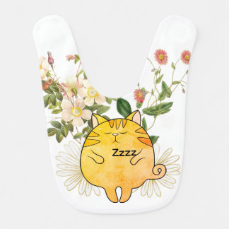 Sleepy Ginger Cat Baby Bib
