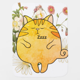Sleepy Ginger Cat Baby Blanket