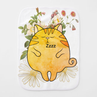 Sleepy Ginger Cat Baby Burp Cloth