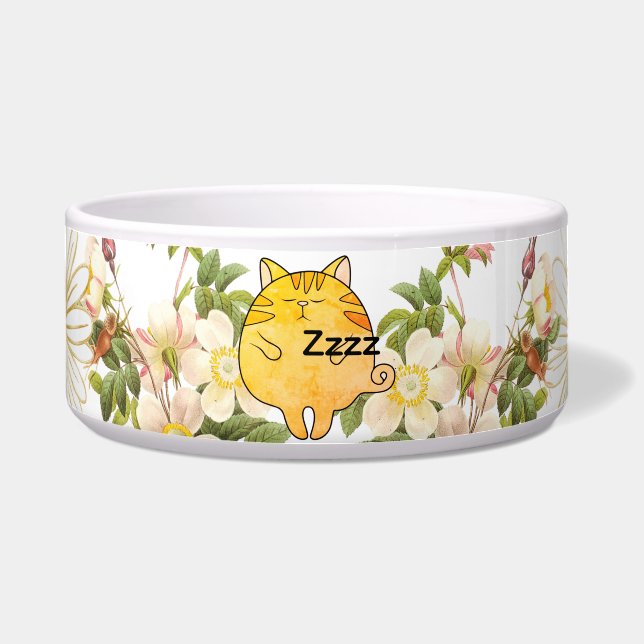 Sleepy Ginger Cat Bowl (Front)