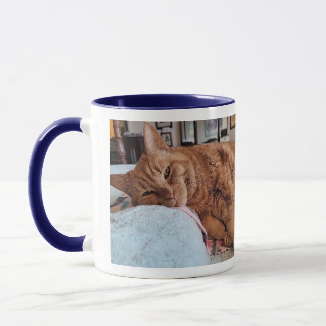 Sleepy Ginger Cat Morning Mug  (Left)