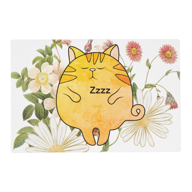 Sleepy Ginger Cat Placemat (Front)