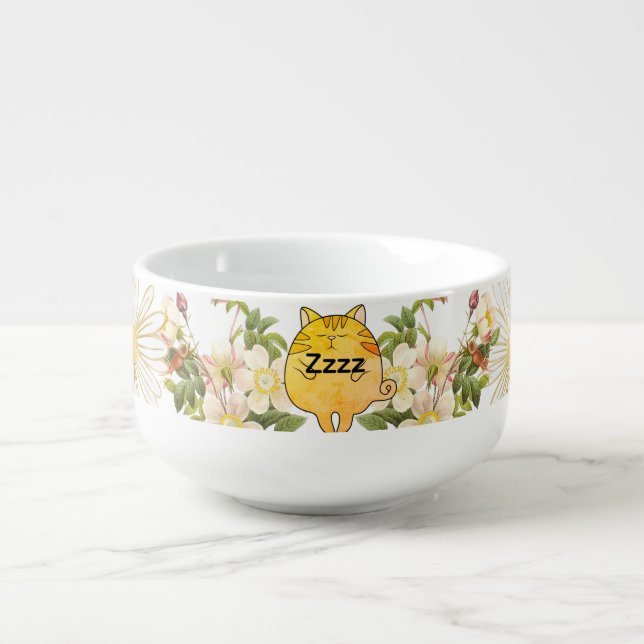 Sleepy Ginger Cat Soup Mug (Front)