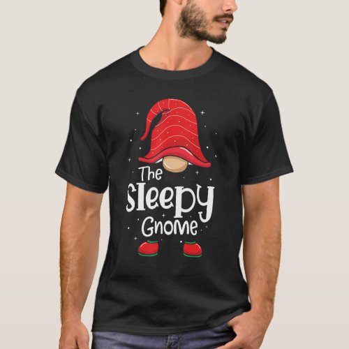Sleepy Gnome Funny Christmas Matching Family Pajam T-Shirt