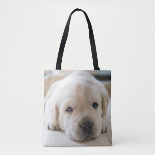 Sleepy Golden Labrador Puppy Tote Bag