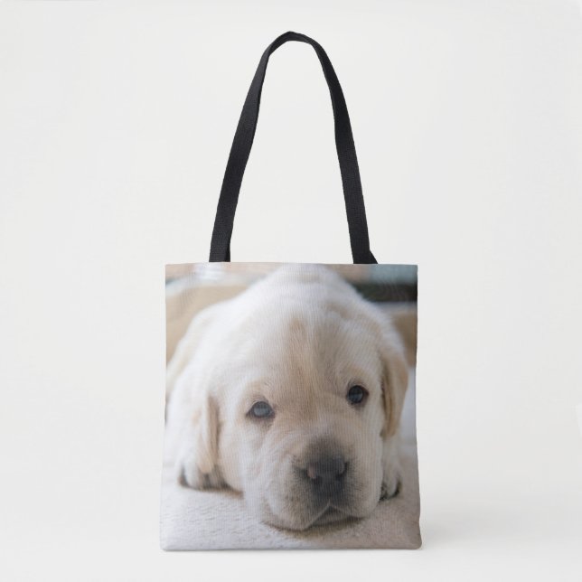 Sleepy Golden Labrador Puppy Tote Bag (Front)