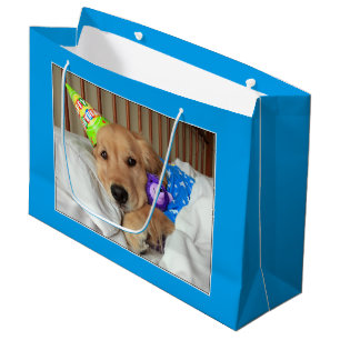 Sleepy Golden Retriever in Pajamas Birthday Large Gift Bag