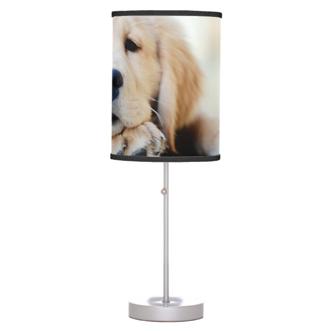 Sleepy Golden Retriever Puppy Table Lamp (Front)