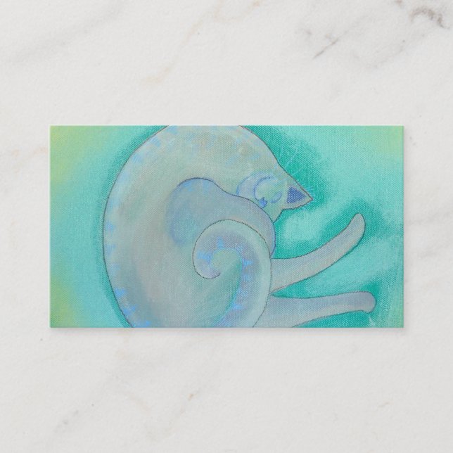 Sleepy Gray Cat. Business Card (Front)