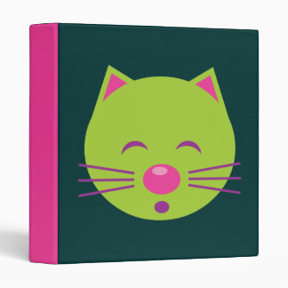Sleepy Green Cat 3 Ring Binder