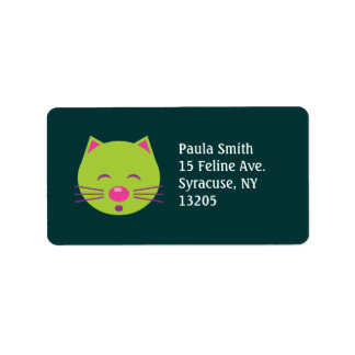 Sleepy Green Cat Label