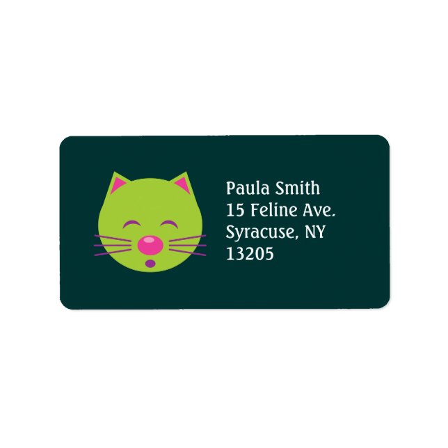 Sleepy Green Cat Label (Front)