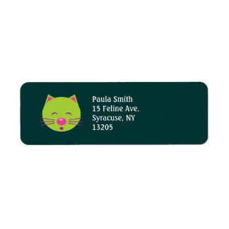 Sleepy Green Cat Label
