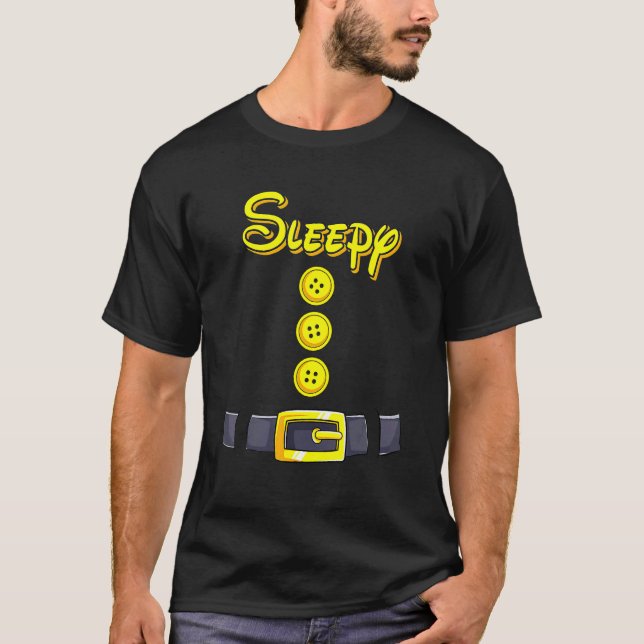Sleepy Halloween Dwarf Costume Color Matching Slee T-Shirt (Front)