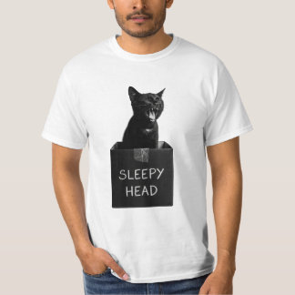 Sleepy Head Black Cat T-Shirt