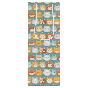 Sleepy Head Cat Heads Wine Gift Bag