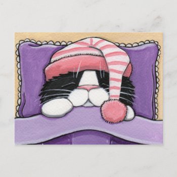 Sleepy Head - Cat Postcard by LisaMarieArt at Zazzle