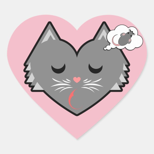 Sleepy Heart Kitty Dreams Sticker (Front)