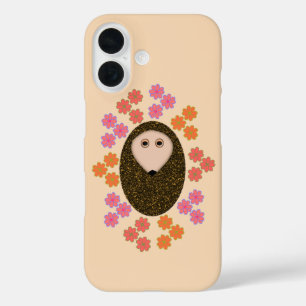Sleepy Hedgehog and Flowers iPhone 16 Case