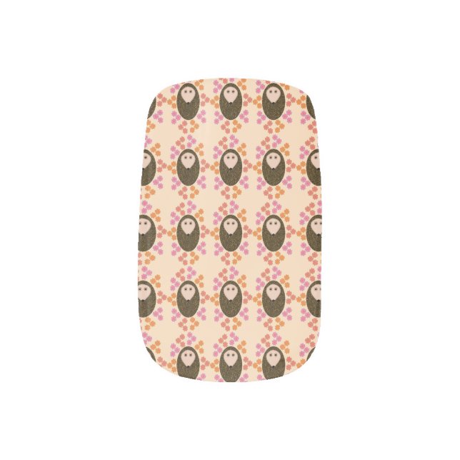 Sleepy Hedgehog and Flowers False Nails Minx Nail Wraps (Left Thumb)