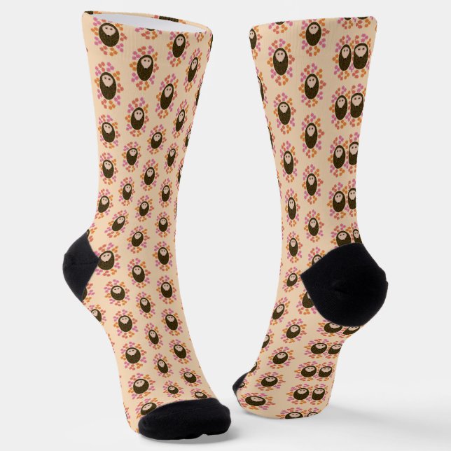 Sleepy Hedgehog and Flowers Patterned Socks (Angled)