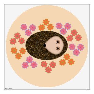 Sleepy Hedgehog and Flowers Wall Decal