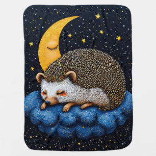 🦔🌙 Sleepy Hedgehog Moon Dreams Baby Blanket