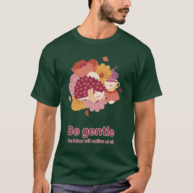 Sleepy Hedgehog Poppy Flat Vector Tee (Front)
