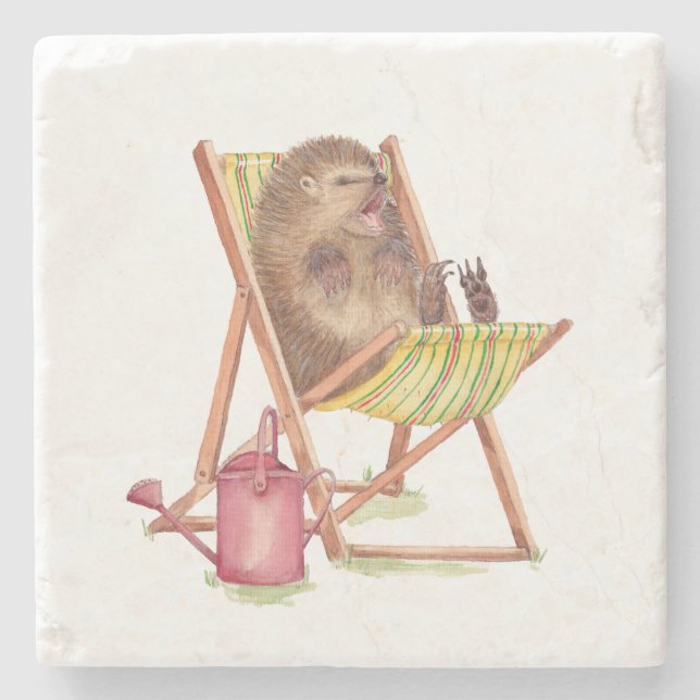 Sleepy Hedgehog Stone Coaster (Front)