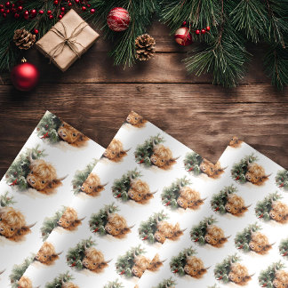 Sleepy Highland Cow Set of 3 Wrapping Paper