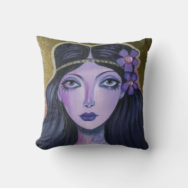 Sleepy Hippie Throw Pillow (Front)