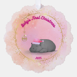 Sleepy Hippo Baby - Paper Ornament Card