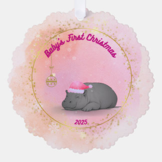 Sleepy Hippo Baby - Paper Ornament Card