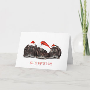 Sleepy Hippos, Christmas Holiday Greetings Card.  Thank You Card