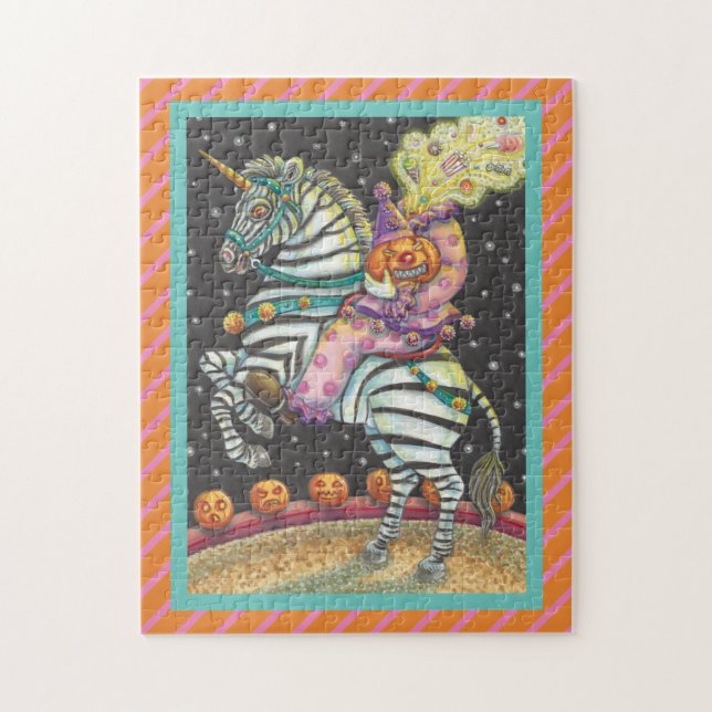 SLEEPY HOLLOW CIRCUS CLOWN, HALLOWEEN ZEBRA PUZZLE (Vertical)