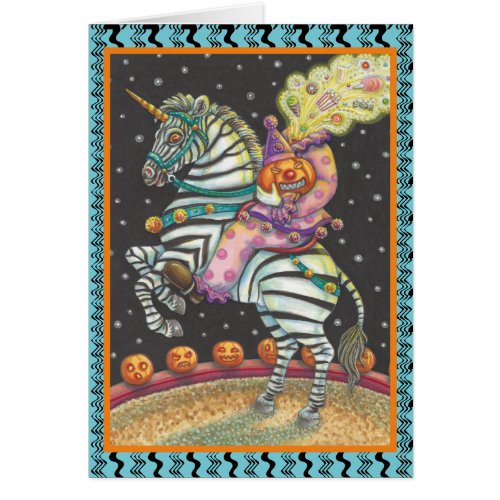 SLEEPY HOLLOW CIRCUS CLOWN ZEBRA GREETING CARD Bl