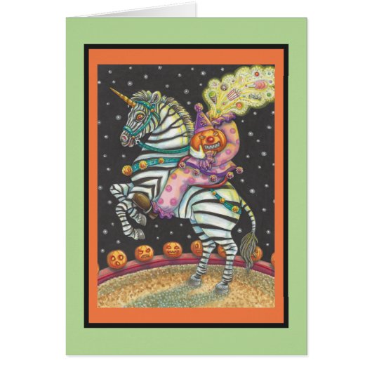 SLEEPY HOLLOW CIRCUS CLOWN, ZEBRA NOTE CARD Blank (Front)