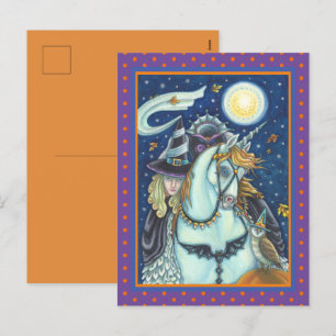 SLEEPY HOLLOW, HEADLESS GOTHIC WITCH, UNICORN, OWL HOLIDAY POSTCARD
