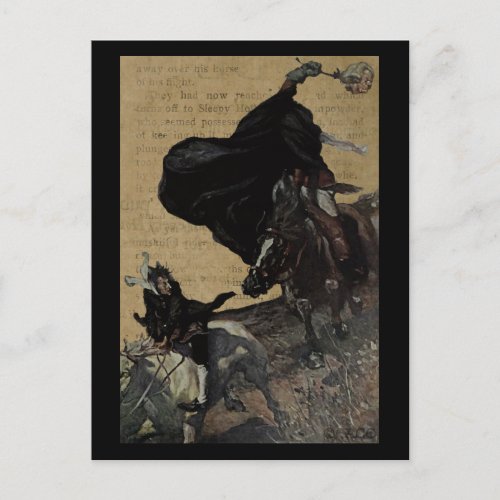 Sleepy Hollow Headless Horseman And Ichabod Postcard