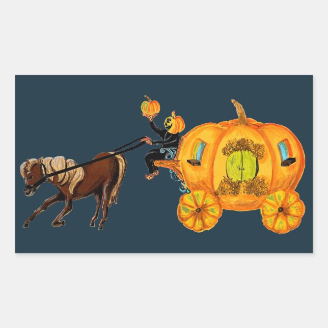 Sleepy Hollow Headless Horseman Pumpkin Carriage Rectangular Sticker (Front)