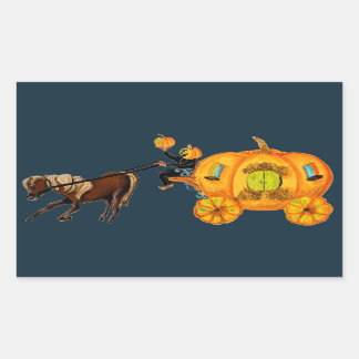 Sleepy Hollow Headless Horseman Pumpkin Carriage Rectangular Sticker