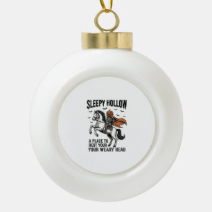 Sleepy Hollow Headless Horseman Vintage Halloween Ceramic Ball Christmas Ornament